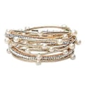 Miniatyrbillede 1 af 5: Læderarmbånd til kvinder - Charm Boho Multilayer Ornate Armbånd - Casual Flettet Håndlavet Magnetisk Armbånd Manchetarmbånd Gave (Gol