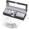 Miniatyrbild 2 av 5: 6 Fack Läder Klocklåda Display Box Organizer Glas Smycken Förvaring