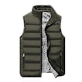 Miniatyrbilde 1 av 5: Fianao Plus Size Herre Mote Vinter Ermeløs Rutete Fôr Kort Varmt Ned Veste (XL Army Green)