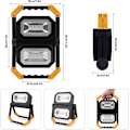 Miniatyrbild 4 av 5: Uppladdningsbar LED-strålkastare, USB LED-strålkastare för utomhusbruk, 360° rotation, bärbar byggarbetsplats