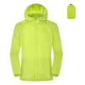 Miniatyrbillede 1 af 5: Vindjakke med hætte, lange ærmer, indsnævrende manchetter, lommer, lynlåslukning, mænd og kvinder, vandtæt, solbeskyttelse (2XL fluorescerende grøn)