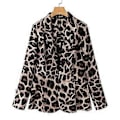 Miniatyrbillede 1 af 5: Dame Blazerdragt med nedfældningskrave, lange ærmer, leopardprint, løse knapper, plusstørrelser (L beige)