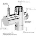 Miniatyrbilde 3 av 5: 3-veis Bryterventil Kranadapter G1/2 Tomme - Dusj T-adapter, Messing Diverter For Kran For Hånddusj/YY