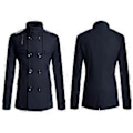 Miniatyrbilde 2 av 3: Menn Trenchcoat Dobbel Bryst Overfrakk Vinterjakke Formell Overfrakk (3XL Marineblå)