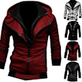 Miniatyrbilde 3 av 5: Fianao hettegenser myk varm fargeblokk menn langærmet hettegenser topp full-zip hettegenser (XL svart)