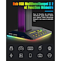 Miniatyrbild 3 av 5: RGB-headsetstativ, speltillbehör, headsetstativ med 2 USB-portar och 1 typ C-port, cool LED He