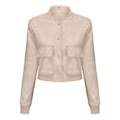 Miniatyrbilde 1 av 5: Løs cardigan-kåpe, avslappet jakke, moteriktig ribbestrikket, skinnjakke for kvinner (S Off-white)