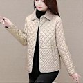 Miniatyrbillede 2 af 4: Efterår Vinter Dame Midi Plaid Vatterede Frakker Mode Kvinde Koreansk Tøj Ensfarvet Afslappet Tykkere Varme Langærmede Jakker Plus Størrelse(XL sort)
