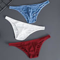 Miniatyrbillede 3 af 5: Mænds Briefs Isilke Tynd Stribet Ensfarvet U Konveks Indvendig Bærbar Sexy Hurtigtørrende Tanga Truser Underbukser (3XL Royal Blå)