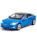 Miniatyrbilde 3 av 5: Tesla Model S Leketøybilmodell med Lys og Dør som Kan Åpnes, Musikalsk Simuleringskjøretøy (Svart)