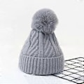 Miniatyrbillede 1 af 3: Strikket uldhue, varm afslappet hue, kvinder (Grå)