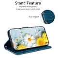 Miniatyrbillede 2 af 5: For iPhone 15 Plus Trykt Lily Blomst Etui Stødsikkert PU Læder Tegnebog Stativ Skal (Style C)