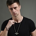 Pikkukuva 3 / 3: （Tyyli 18）Miesten titaani teräs kotkan riipus kaulakoru, katu tyyli, punk hip hop, pojat