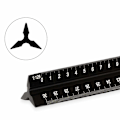 Pikkukuva 3 / 5: Alumiininen kolmioarkkitehtimitta, metrinen 1:20, 1:25, 1:50, 1:75, 1:100, 1:125, vakio 30,5 cm