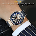 Miniatyrbillede 5 af 5: Herreur Chronograph Sport Quartz Dato Kalender Læderrem Selvlysende (Blå)