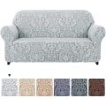 Miniatyrbilde 1 av 5: Lysegrå, sofaovertrekk, 3 seters jacquard Damascus sofaovertrekk