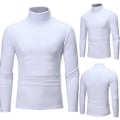 Miniatyrbillede 4 af 5: Fianao T-shirt Solid Farve Langærmet Bomuld Mænd Høj Hals Slim Basic Top til Forår (XXL Kaffe)
