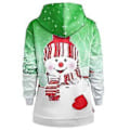Miniatyrbillede 2 af 3: Dame Jule Snemand Print Langærmet Hætte Casual Sweatshirt Pullover Top -NMAOV(M Grøn)