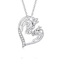 Miniatyrbilde 2 av 5: Hestehalskjede i sterling sølv med hjerteanheng, hesteanheng med cubic zirconia og kjede 45 cm for kvinner og jenter