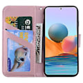 Miniatyrbillede 4 af 5: Telefonhus med Bjørn Mønster til Redmi Note 10 Pro med Kortlomme, Snøre, PU Læder Materiale, Pengepung Funktion, Hjørne Faldbeskyttelse (Rosenguld)