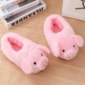 Miniatyrbillede 2 af 5: (Pink Pig) Cartoon Cute Indoor Slippers - Vinter Bløde Varme Plys Hjemmesko - Unisex Emoji Slippers