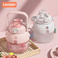 Miniatyrbilde 2 av 3: JUSCH Dobbel Drikk Pot Belly Plast Vannkopp Sommer Utendørs Med Sugerørkopp Wasabi Grønn 1500ml [Gratis DIY Klistremerke + 3D Klistremerke + Sugerør + Stropp](WZ211