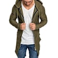 Miniatyrbillede 1 af 5: Fianao Herrejakke Ensfarvet Cardigan Slank Lang Forårsjakke Til Daglig Brug (3XL Hærgrøn)