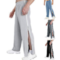 Miniatyrbillede 3 af 5: Mænds Sweatpants med Mellemhøj Talje, Elastisk Linning, Lommer, Farvesammensætning, Bred Ben, Sidelynlås, Basketballbukser (M Lysegrå)
