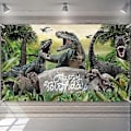 Pikkukuva 1 / 5: Dinosaurusten Syntymäpäiväkoristeet Banneri Taustakangas Safari Djungel Dinosaurusten Maailma Syntymäpäiväjuhlatarvikkeet Pojille Lapsille Dino-Teemallinen Syntymäpäiväsuosio
