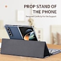 Miniatyrbild 5 av 5: Bluetooth-tangentbord Läderfodral för Samsung Galaxy Z Fold4 Mörkgrön