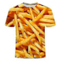 Miniatyrbilde 1 av 3: French Fries 3D-trykket T-skjorte for menn og kvinner - Morsom Tee Oversized Street (3XL A)