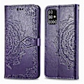 Miniatyrbilde 2 av 5: Horisontal lommeveske i skinn med mandala-blomst-embossing for Galaxy M31s (Lilla)