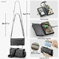 Miniatyrbillede 5 af 5: Crossbody Wallet Case til Samsung Galaxy S24 Ultra, Magnetisk Flip Kort Holder Læder Cover med Lynlås Lomme til Kvinder (Sort)