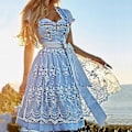 Pikkukuva 4 / 5: S-3XL Clearlove Naisten Saksalainen Dirndl-mekko Puvut Baijerin Oktoberfest Halloween Karnevaaliin (XL Vaaleanvihreä)