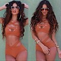 Miniatyrbilde 5 av 5: Sommer Sexy Bikini Badedrakt Todelt Snøring Sexy Bikini Badedrakt Strand Badedrakt (M Burgunder)