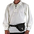Miniatyrbillede 4 af 5: Mænds Middelalderlig Renaissance Cosplay Skjorte med Lapel, Langærmet, Snørebånd, Ensfarvet, Løstsiddende Trøje (XL Sort)