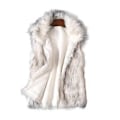 Miniatyrbilde 1 av 5: Dame Vest Knappestolpe Kuldebeskyttende Løs Høst Vinter Tykkere Fuskepels Vest Hverdagsbekledning (XL)