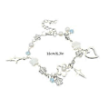 Miniatyrbillede 3 af 5: Søde Cool Stjerne Hjerte Charm Armbånd Blomster Perlearmbånd Justerbart Armbånd Armring Smykker Mode Tilbehør Blå (Blå)
