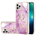 Pikkukuva 1 / 4: Sähköpinnoitettu Marmori IMD TPU-kotelo iPhone 15 Pro Maxille (Violetti)