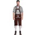 Pikkukuva 2 / 5: Saksalainen perinteinen miesten Oktoberfest-asu ruutupaita brodeeratut henkselit puku (L musta paita ja ruskeat haalarit)