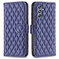Miniatyrbillede 1 af 5: Til Samsung Galaxy F34 5G/M34 5G Wallet Telefonetui PU Læder Trykt Gitter Stativ Cover (Style F)