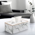 Miniatyrbild 5 av 5: Rektangulär läder servettbox (grå marmor)