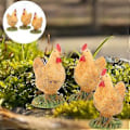 Miniatyrbillede 4 af 4: 3 stk. Livagtige Kyllingestatuer Simulerede Høneornamenter Resin Hønefigurer