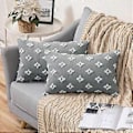 Miniatyrbilde 1 av 5: Sett med 2 dekorative putetrekk Rhombic Jacquard Putetrekk Myk Rektangulær Putetrekk, 12x20 tommer, Lysegrå