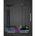 Miniatyrbild 5 av 5: RGB-headsetstativ, speltillbehör, headsetstativ med 2 USB-portar och 1 typ C-port, cool LED He