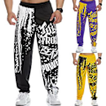 Miniatyrbillede 2 af 5: Mænds Sweatpants med Elastisk Talje, Print, Løstsiddende, Hurtigtørrende, Casual Bodybuilding Joggingbukser til Løbetur (2XL Gul)