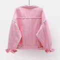 Miniatyrbilde 2 av 3: Damejakke i denim, vår og høst, varm, ensfarget, lang erme, yttertøy, XL, rosa