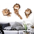 Miniatyrbilde 3 av 5: 3D-klistremerke for katt, 3 stk. klistremerker for veggdekor