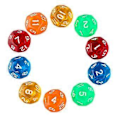 Miniatyrbillede 1 af 5: 10x Akryl Krystal Transparent D12 12 Sidet Farverige Terninger Poker Spil Terningesæt