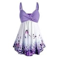 Miniatyrbilde 1 av 4: Kjole Badedrakt Sommerfugltrykk Tank Top for Kvinner Pluss Størrelse (XL Lilla)